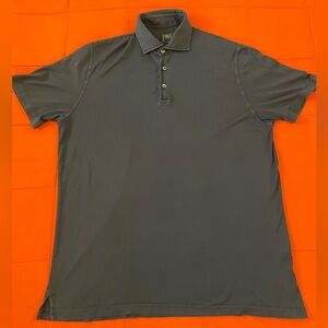 Fedeli Made in Italy Mens Size 56/Large Polo Shirt Cotton Navy Blue Short Sleeve